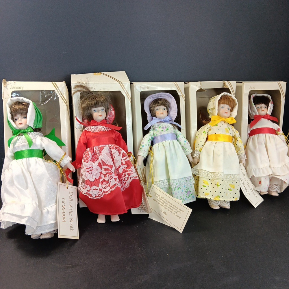 Jan To April Plus June Doll of The Month Dolls Gorham Porcelain 1983 Vintage TW